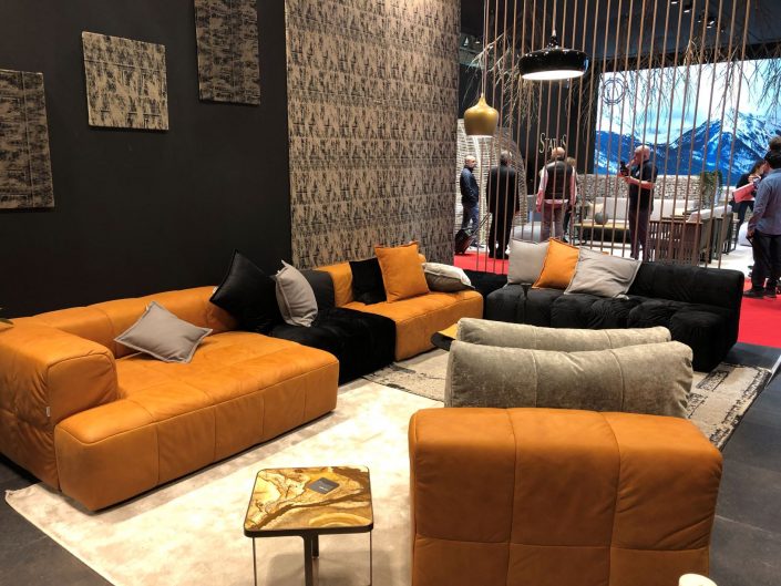 mustard and black living room